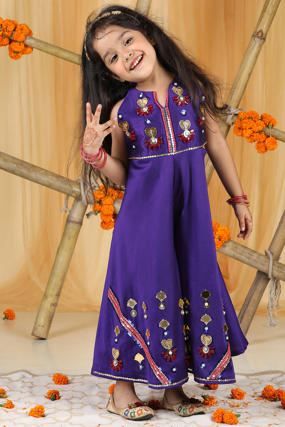Purple Jumpsuit With Acrylic