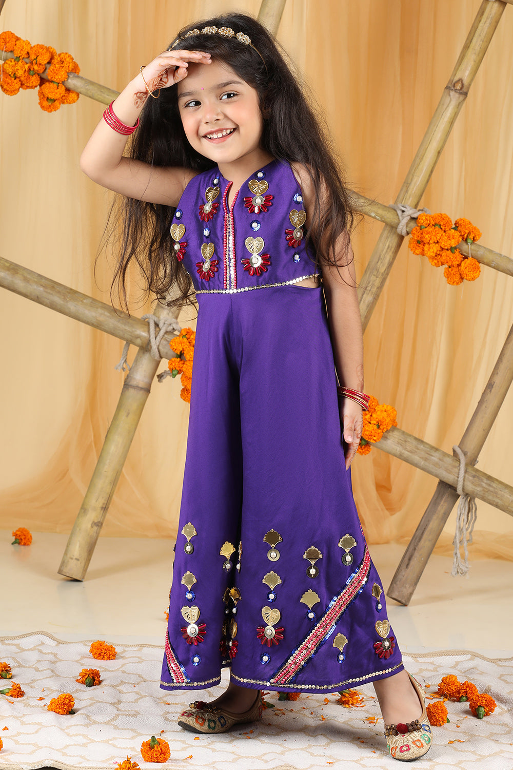 Purple Jumpsuit With Acrylic