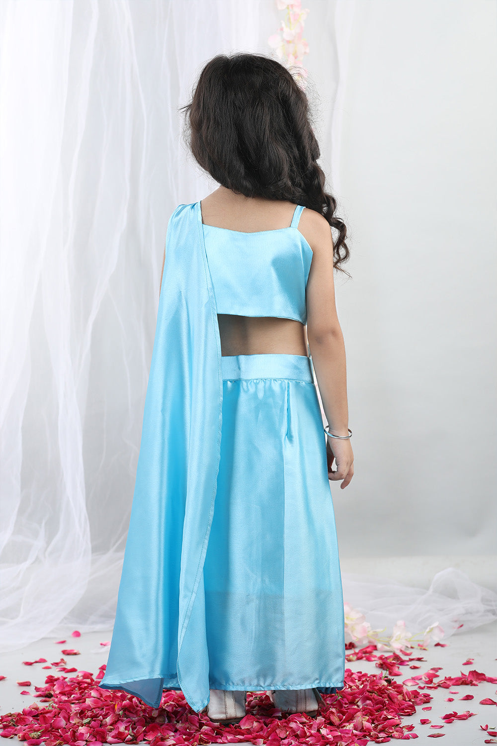 Blue Pearl Embroidered Sea Shell Top With Dhoti