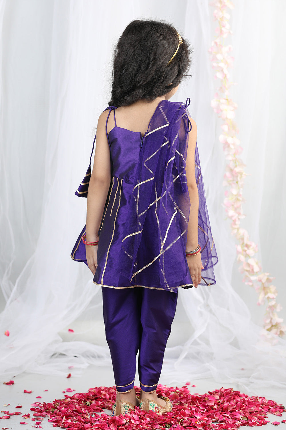 Purple Peplum Top With Tulip Pants