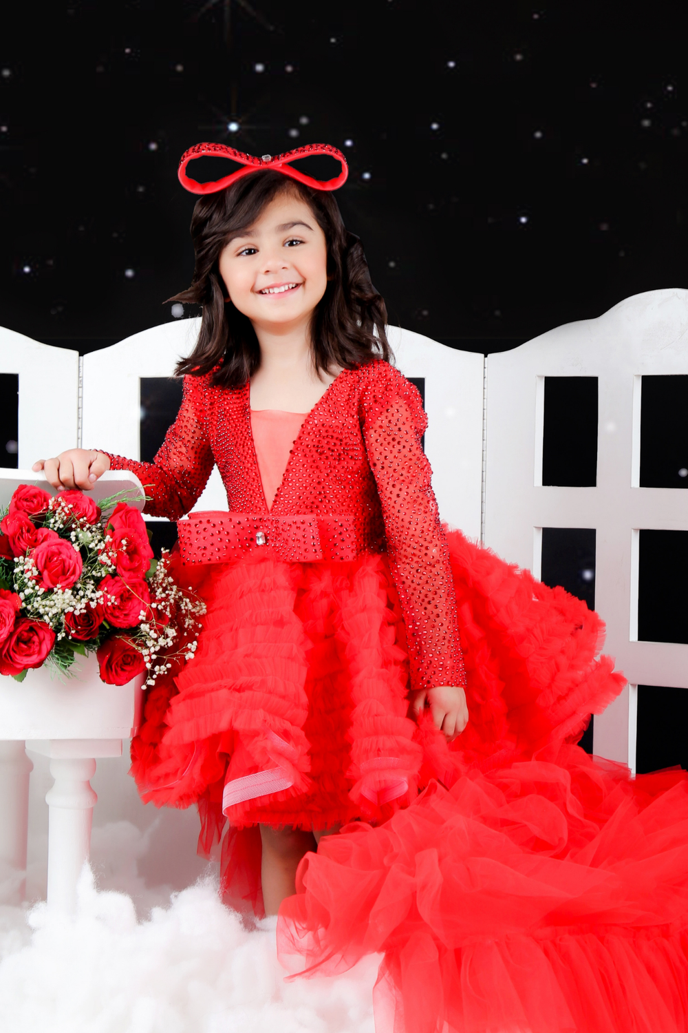 Swarovski Handwork Dress With Detachable Tail