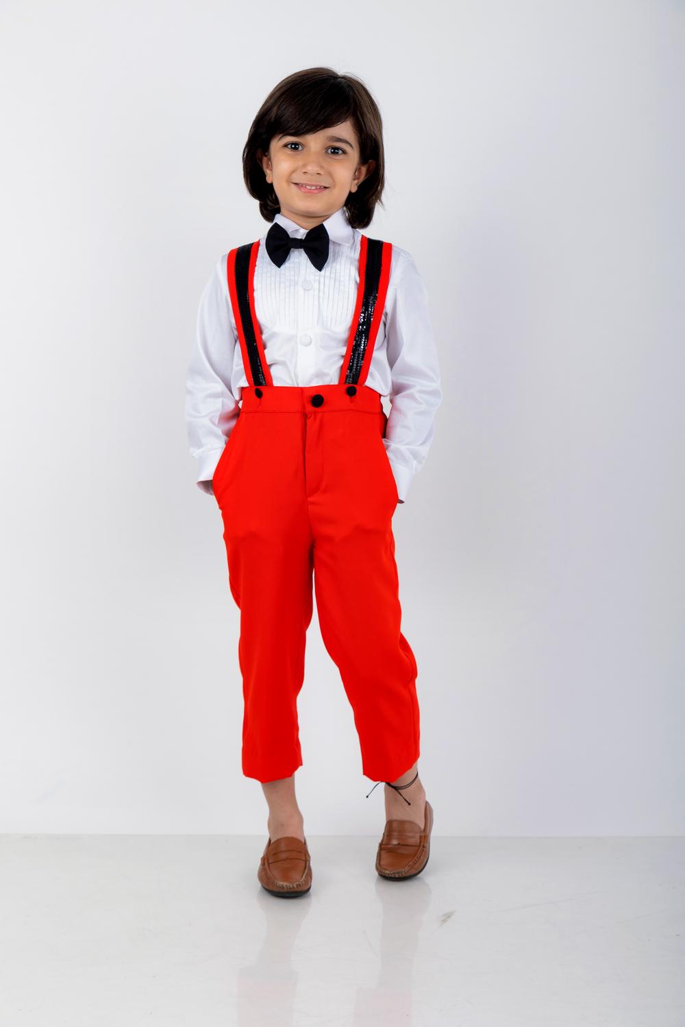 Boys Suspender Set With Sequin Detailing On Suspenders