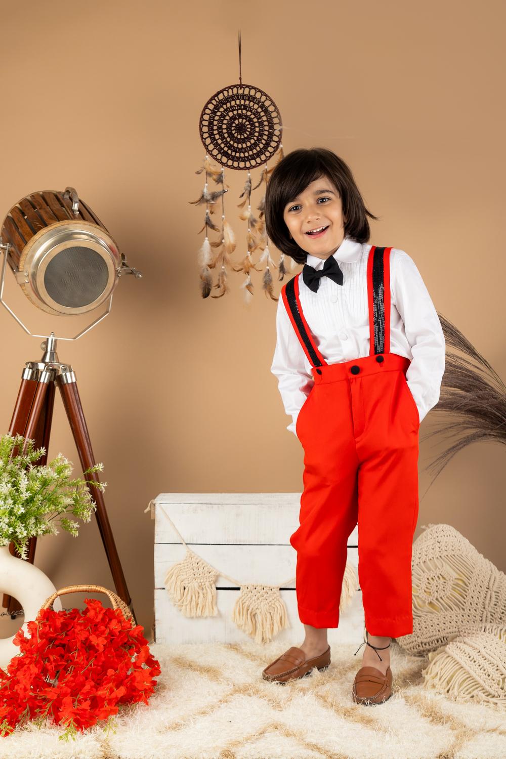 Boys Suspender Set With Sequin Detailing On Suspenders