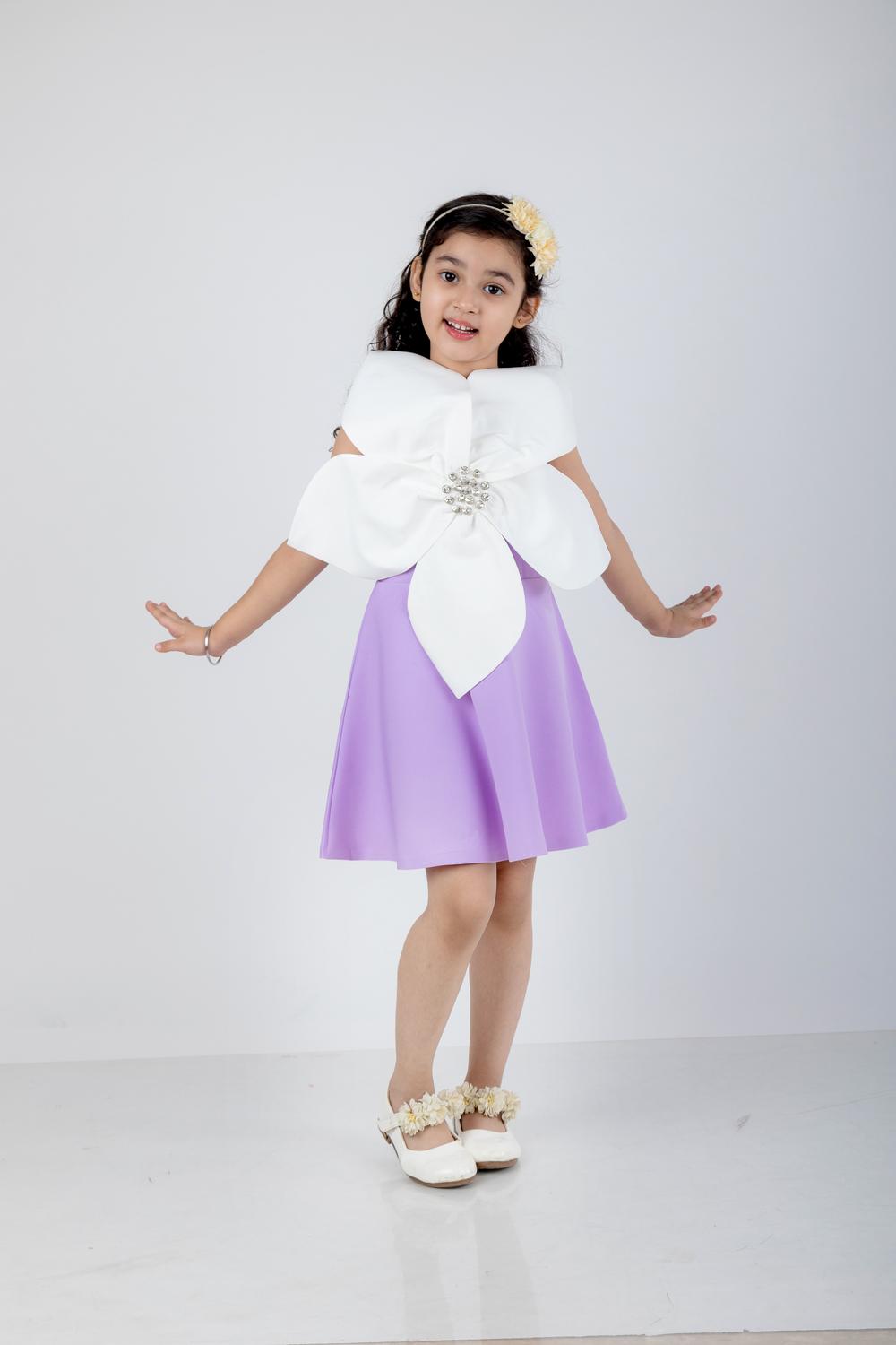 A Line Dress With Big Flower And Stone Detailng In The Center