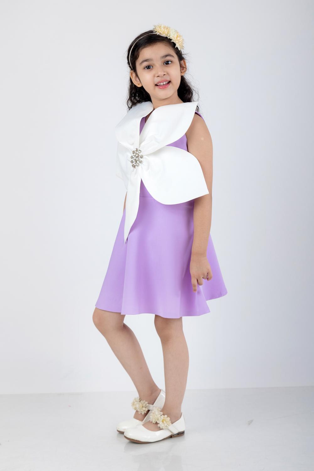 A Line Dress With Big Flower And Stone Detailng In The Center