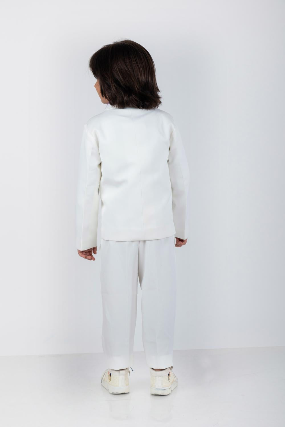Boys Coat Pant Shirt & Bow Set With Stylish Lapel