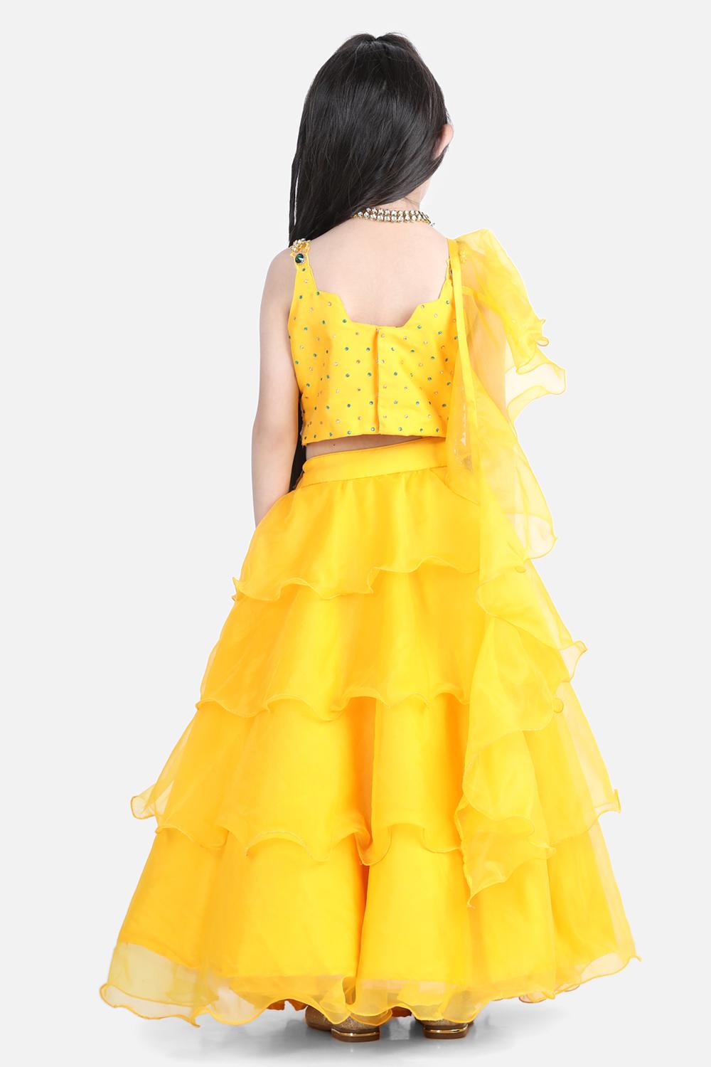 Orgenza Lehnga With Silk Blend Lineing,Prgenza Chunni With Ruffles,Choli With Hand Embroidry.