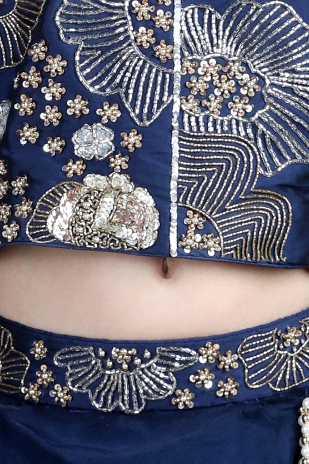 Orgenza Lehnga With Silk Blend Lineing And Handmade Latkansilk Blouse With Handwork Of Sequence And Moti