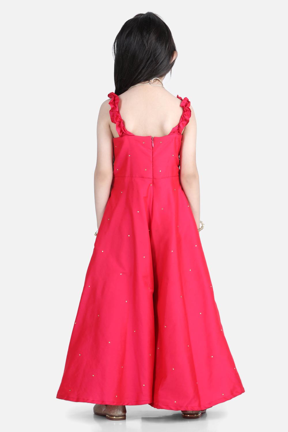 Silk Jumpsuit With Handwork On Empire And Bottom Flair