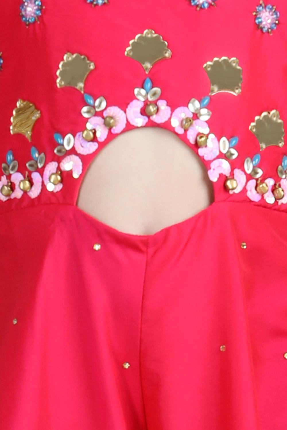 Silk Jumpsuit With Handwork On Empire And Bottom Flair
