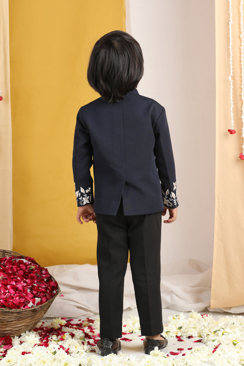 Black Thread Embroidery Sherwani Set