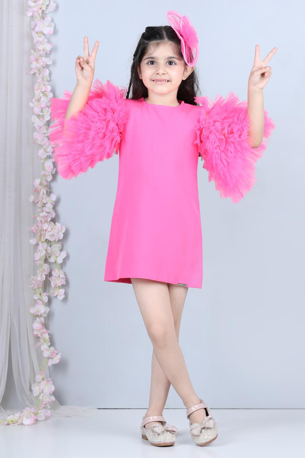 Short Dress With Tulle Sleeves