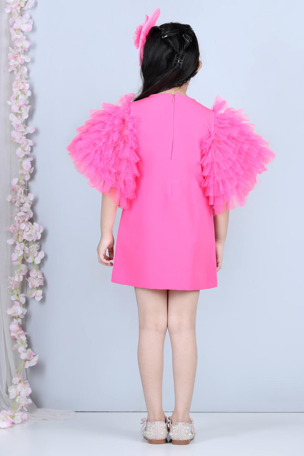 Short Dress With Tulle Sleeves