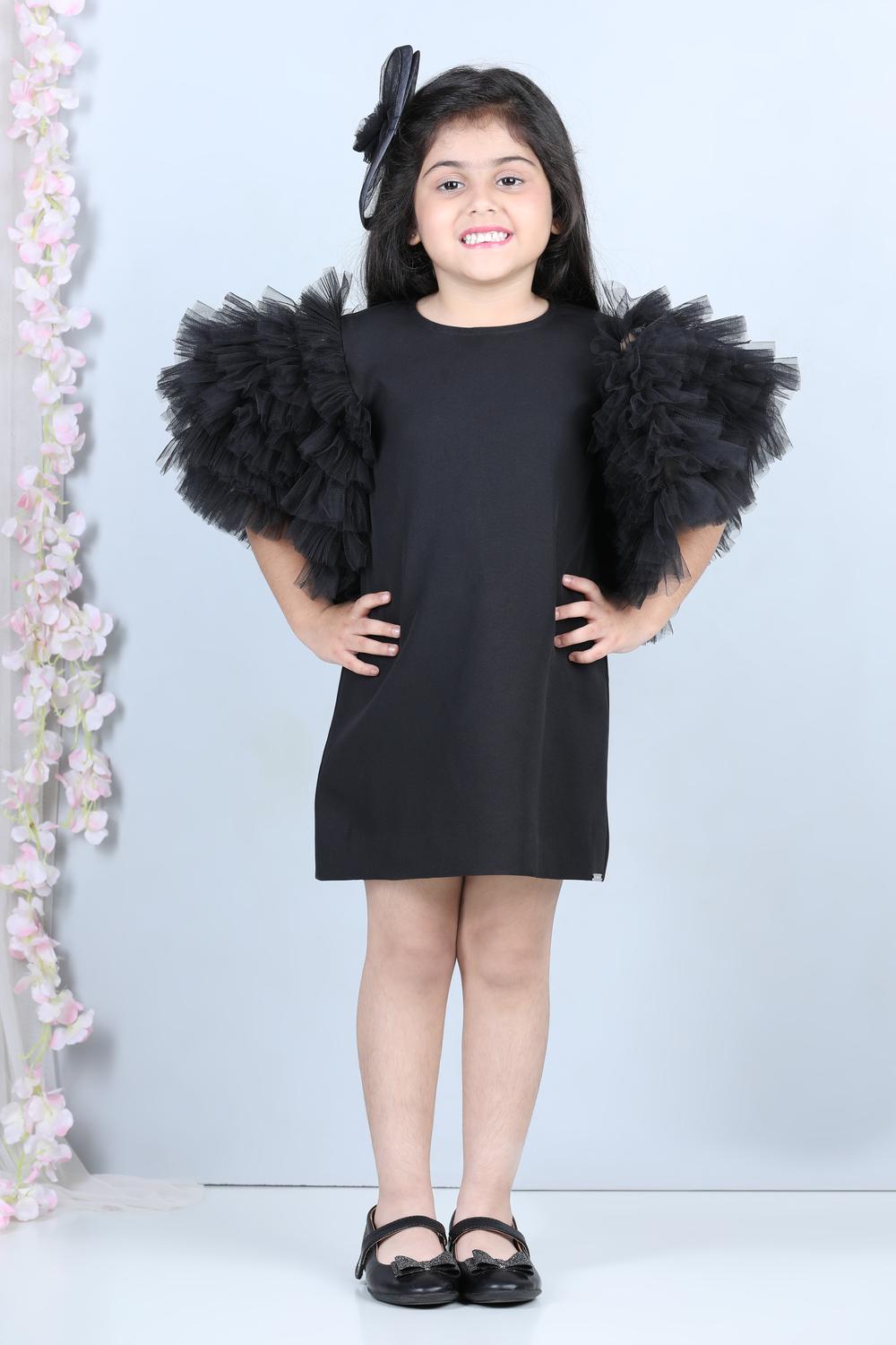 Short Dress With Tulle Sleeves