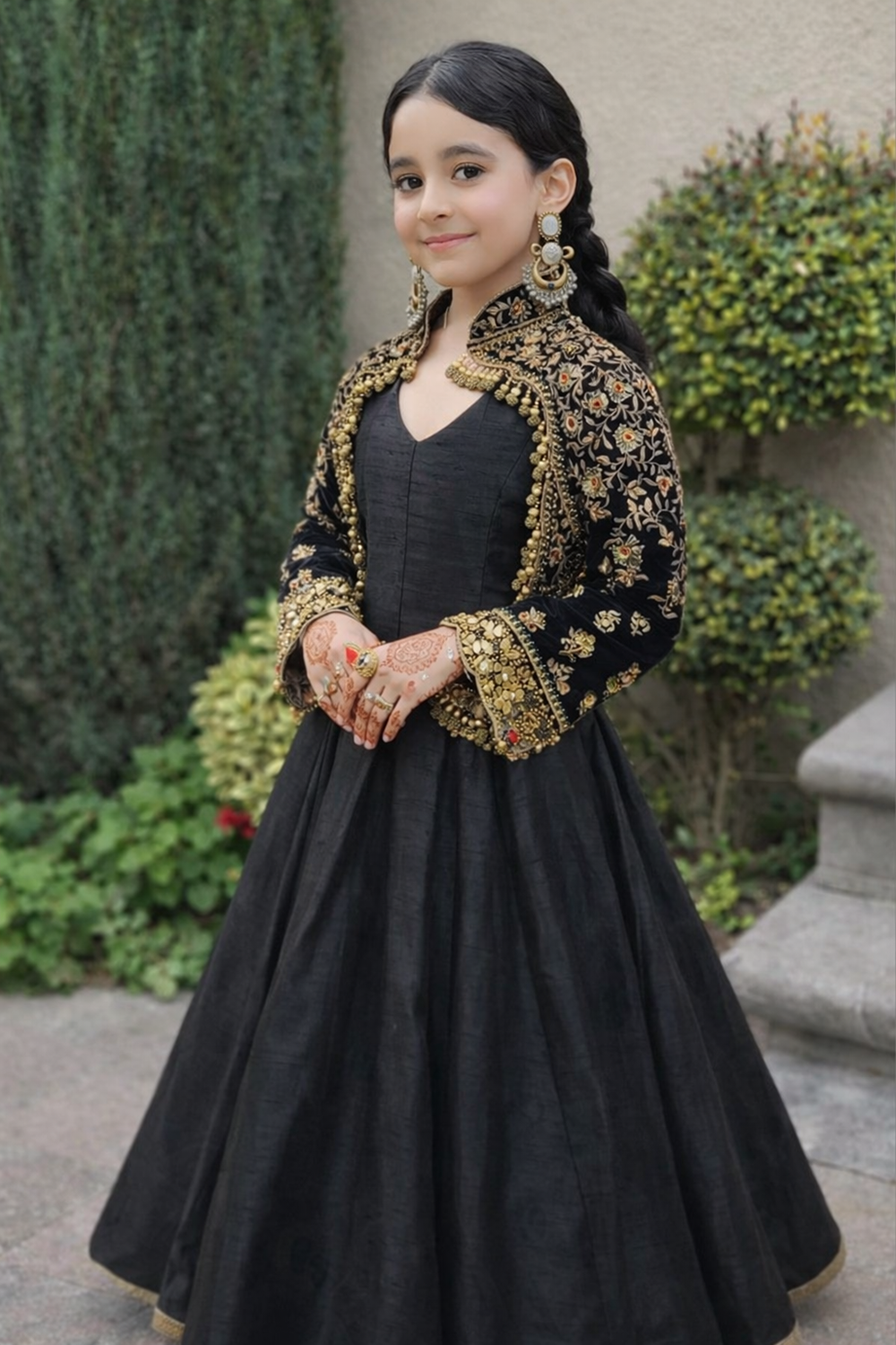 Anarkali With Embroidered Cape