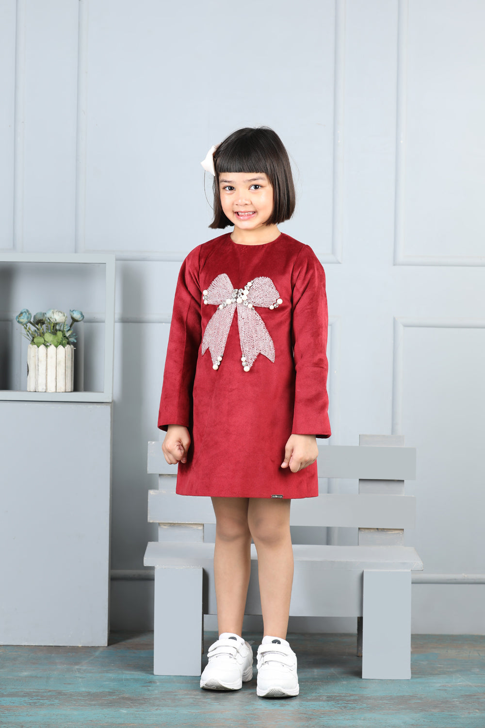 Velvet Dress With Bow