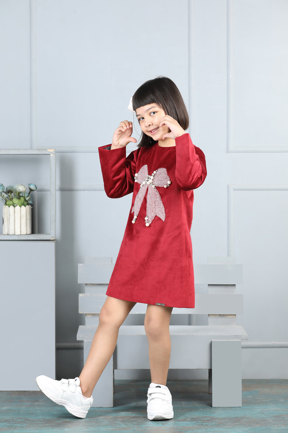 Velvet Dress With Bow