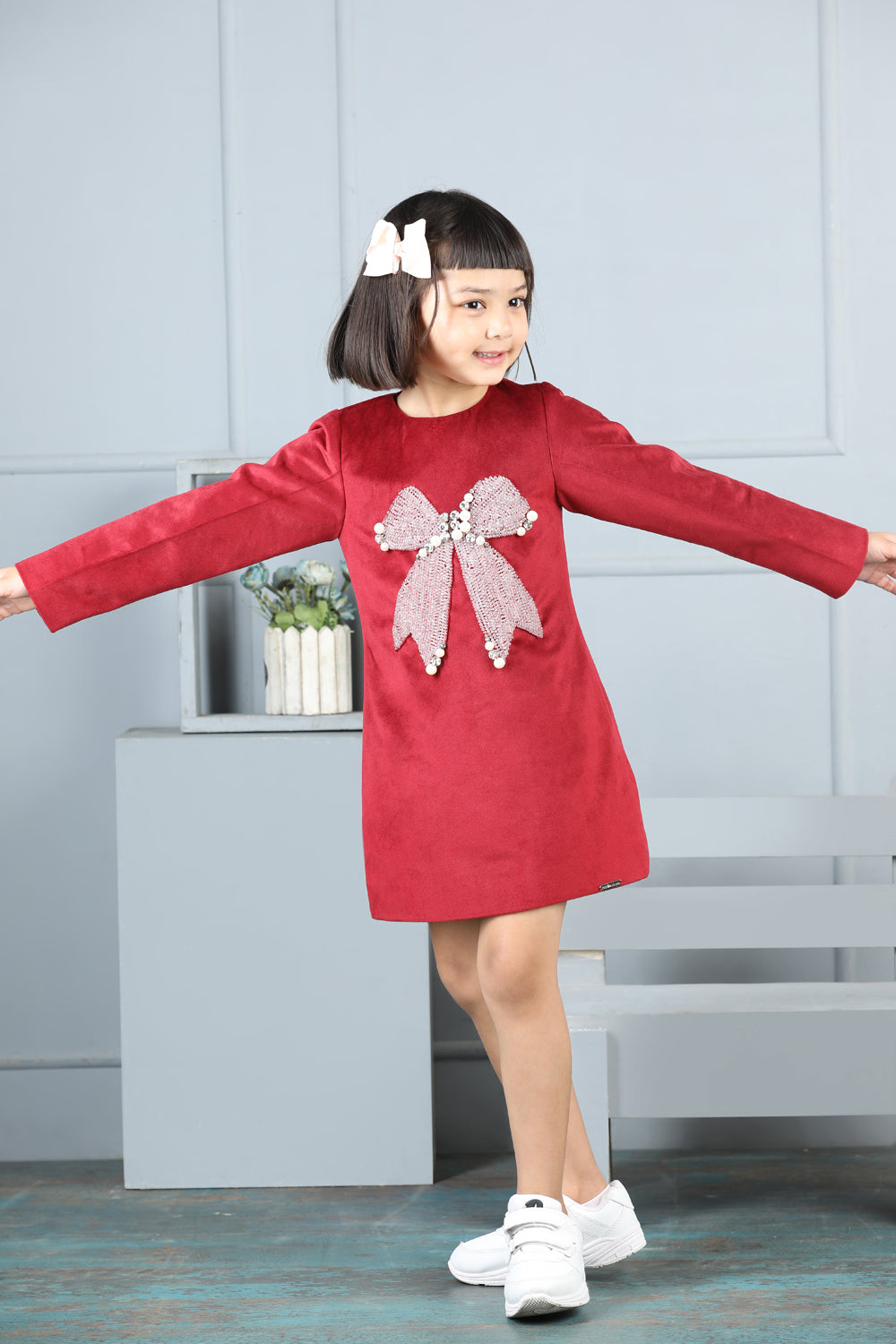 Velvet Dress With Bow