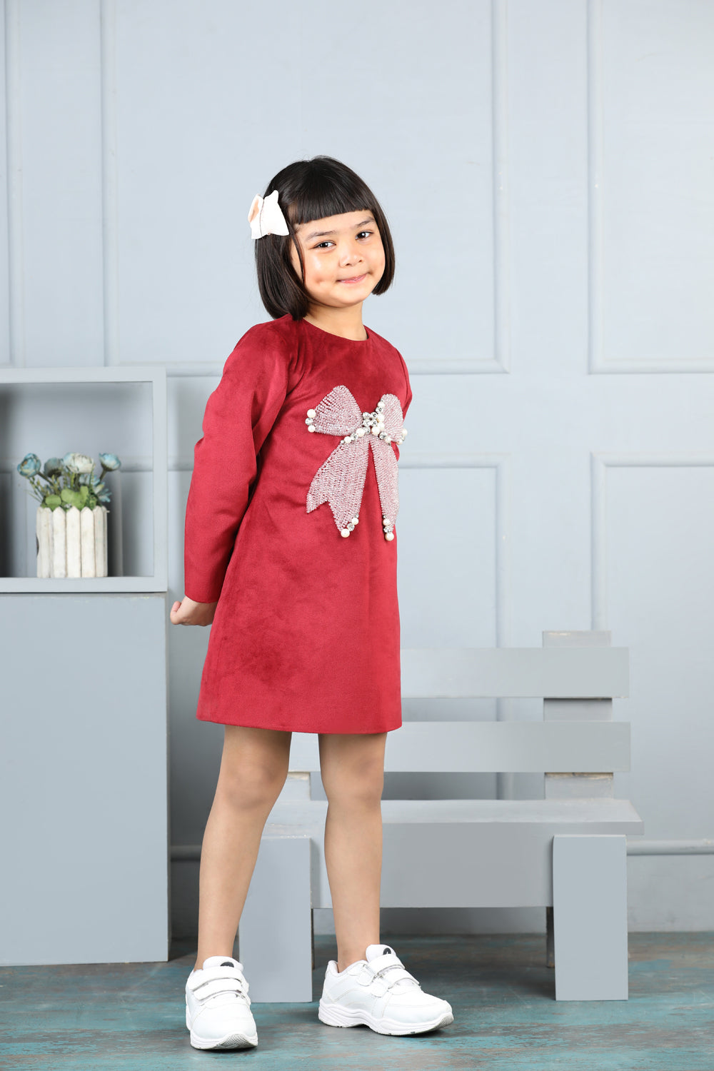 Velvet Dress With Bow