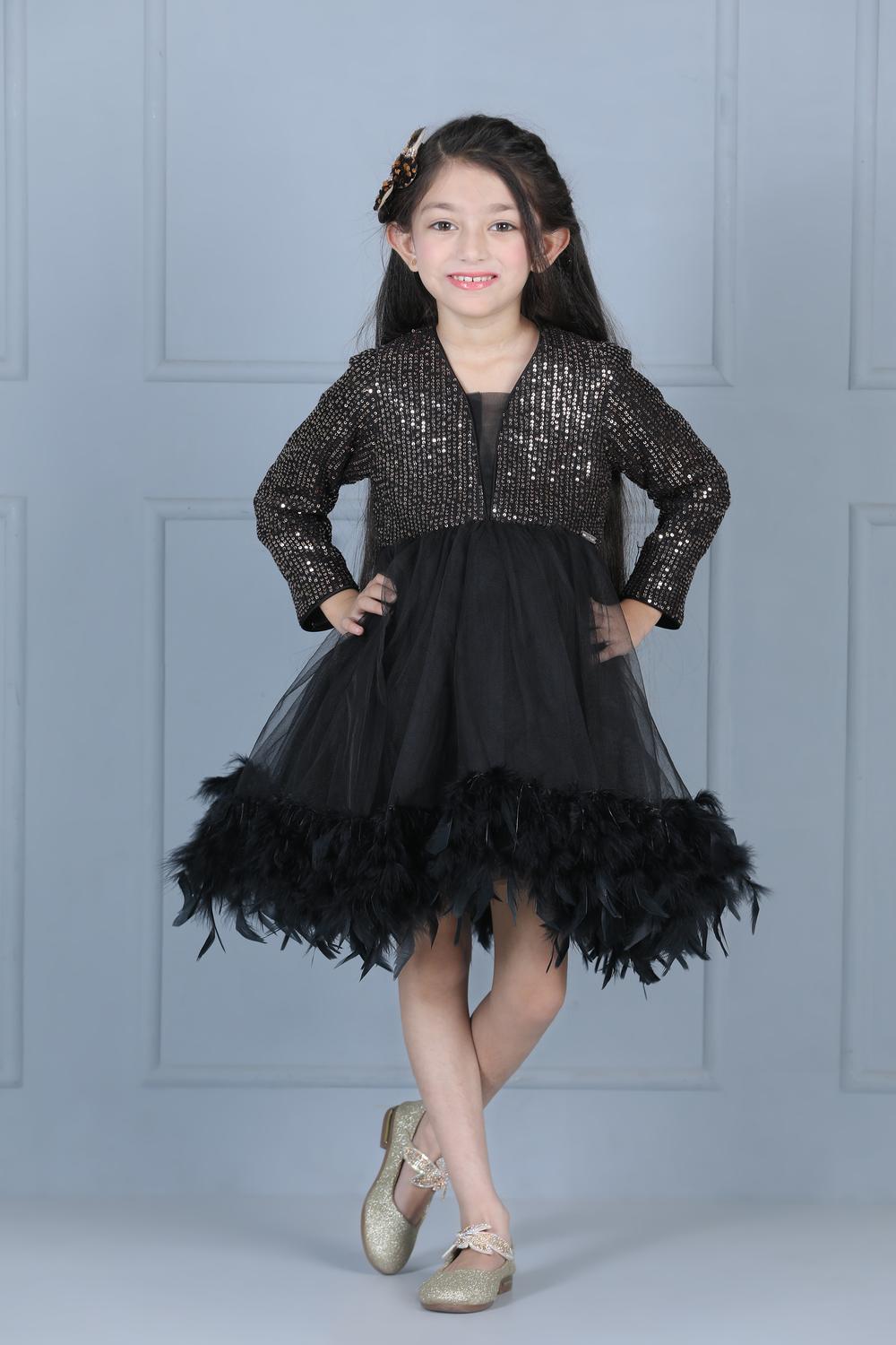 Sequence Dress With Net Flare