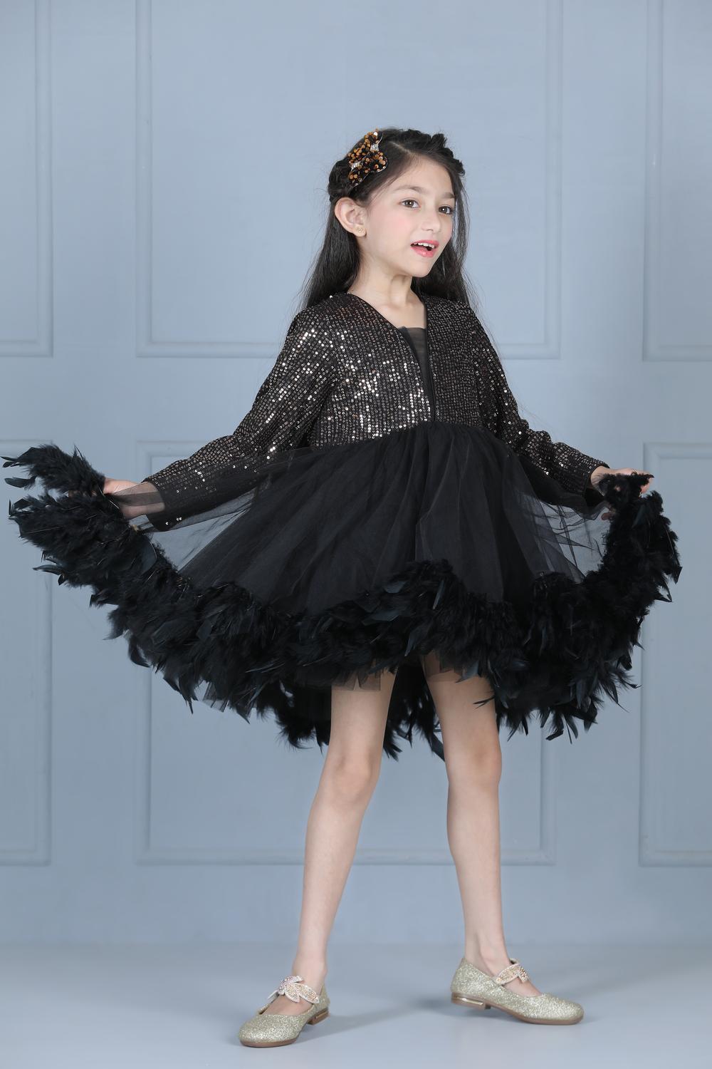 Sequence Dress With Net Flare