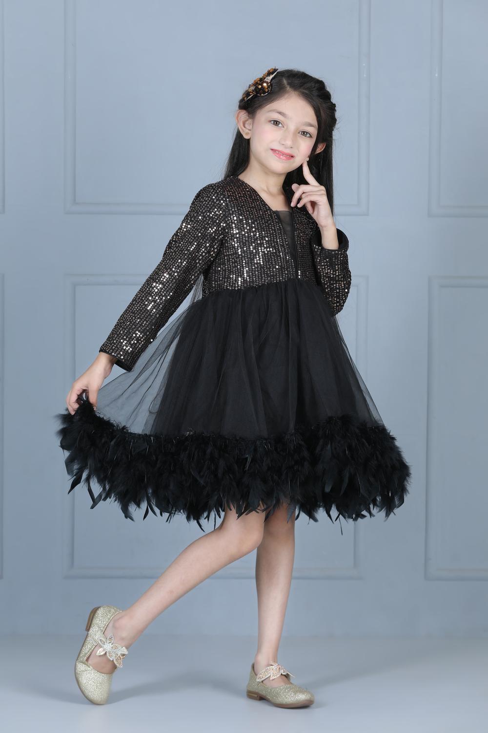 Sequence Dress With Net Flare