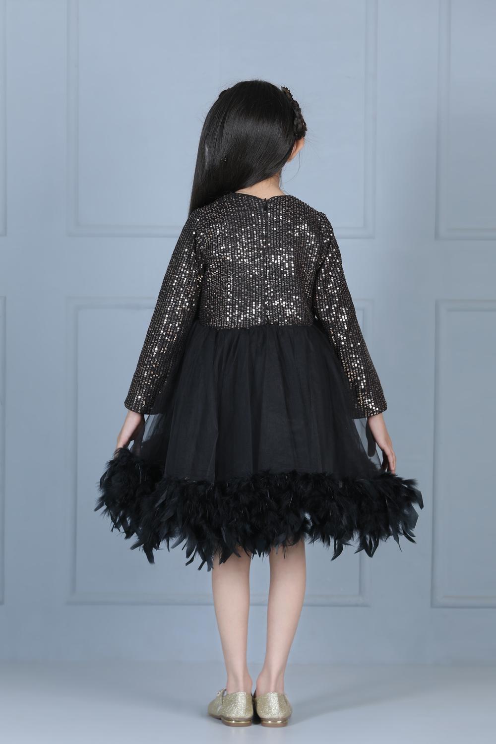 Sequence Dress With Net Flare