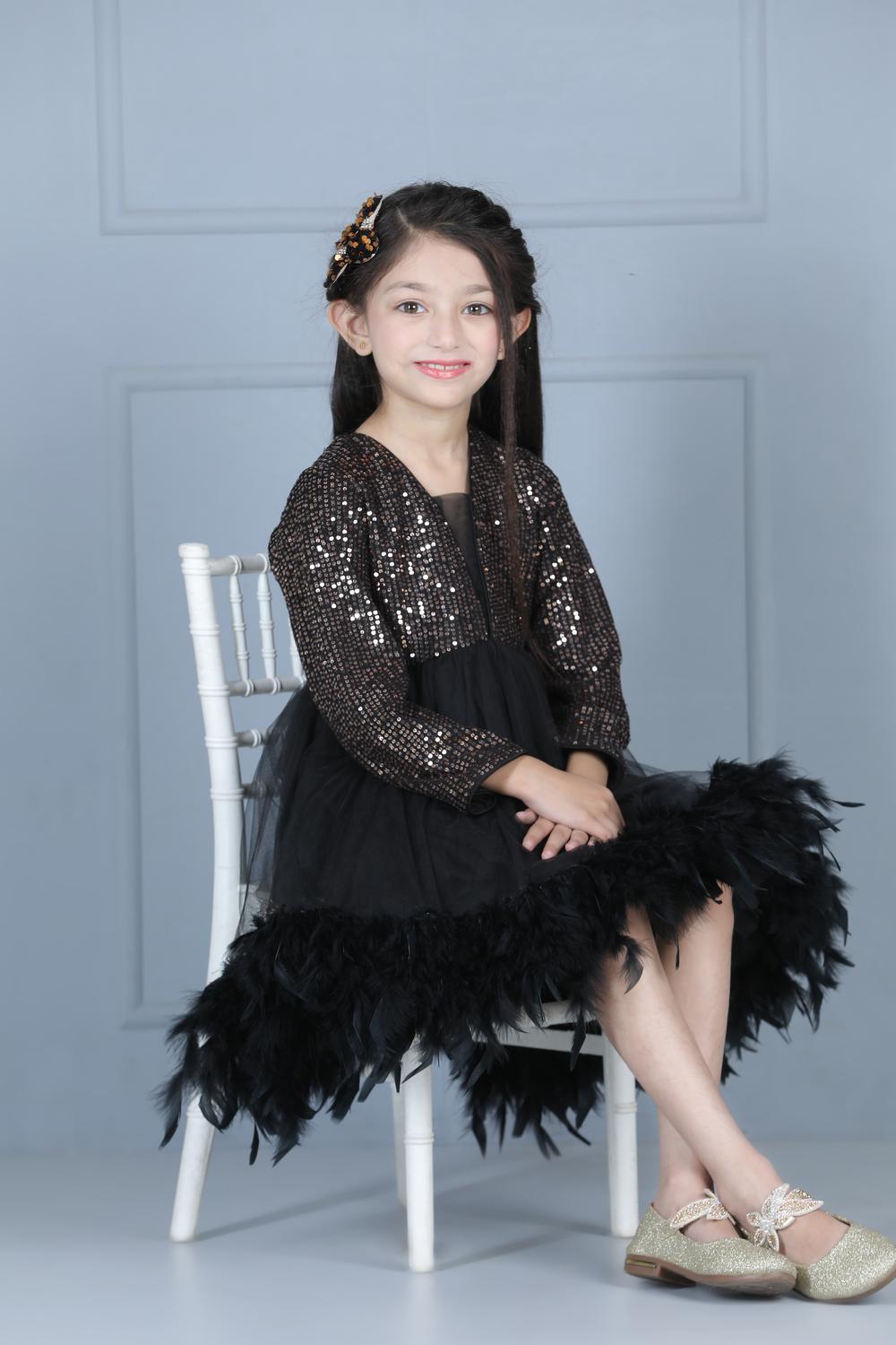 Sequence Dress With Net Flare