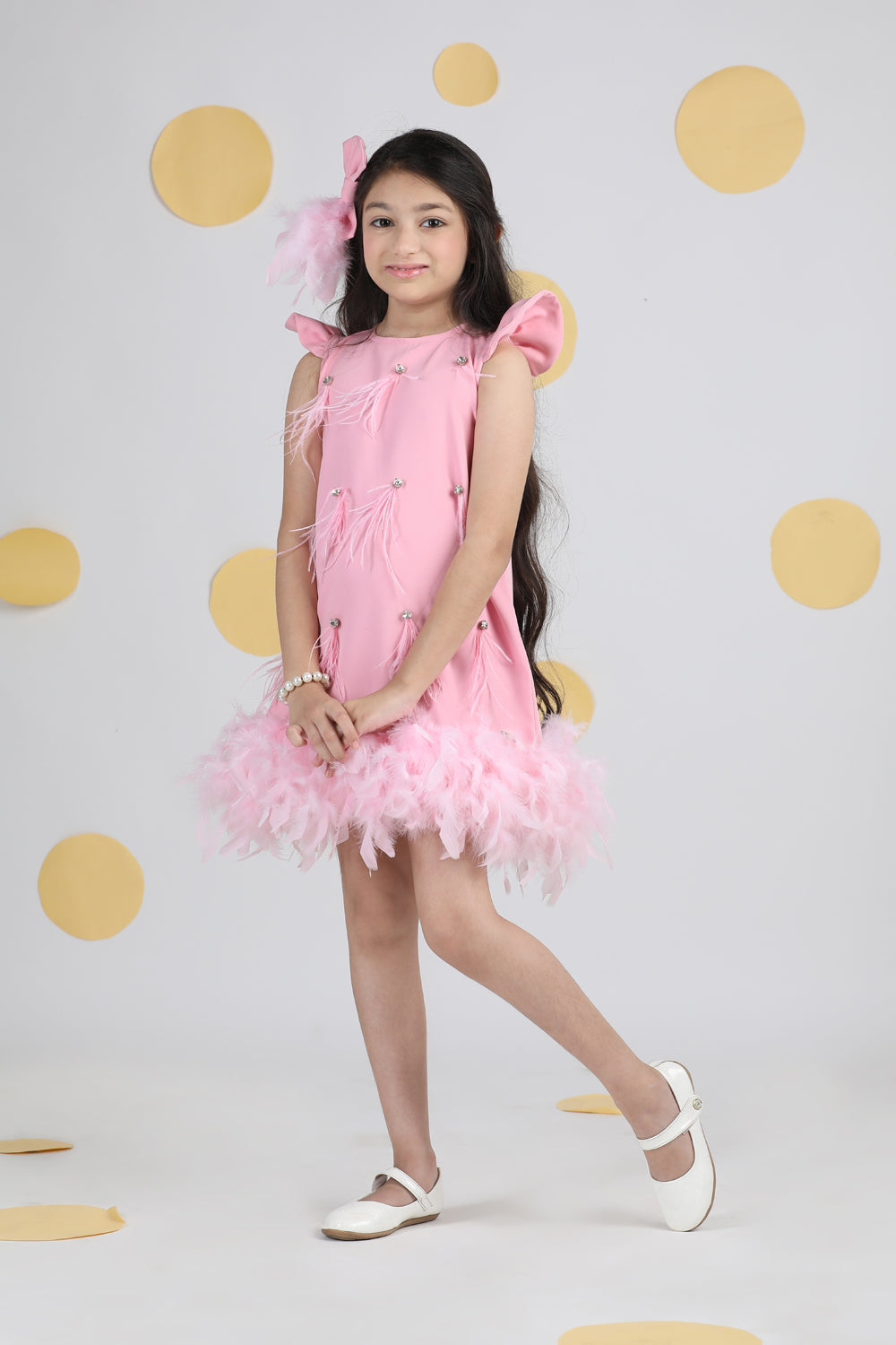 Dress With Fur And Stone Detailing
