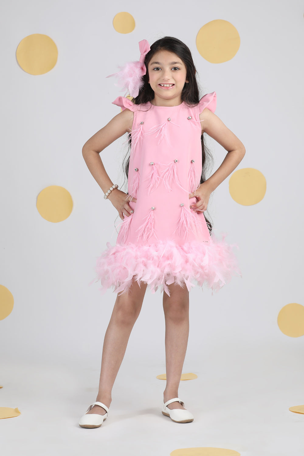 Dress With Fur And Stone Detailing