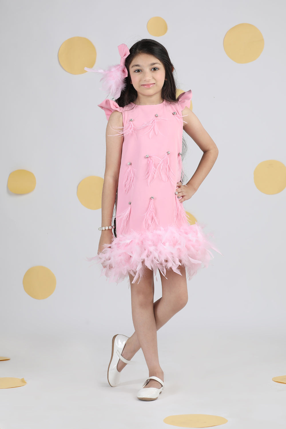 Dress With Fur And Stone Detailing