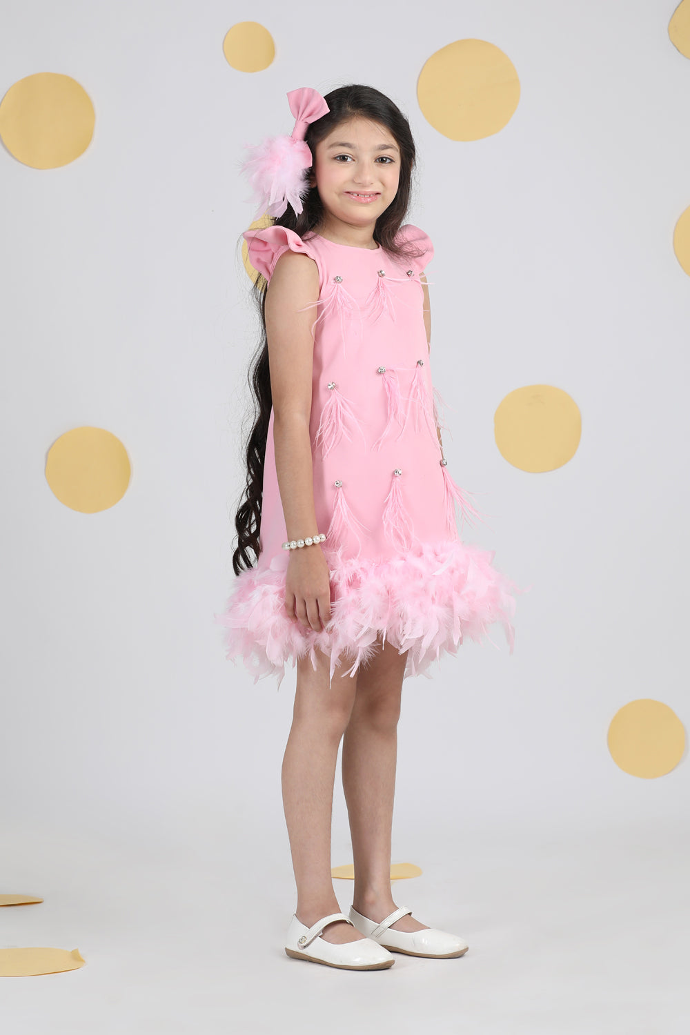 Dress With Fur And Stone Detailing