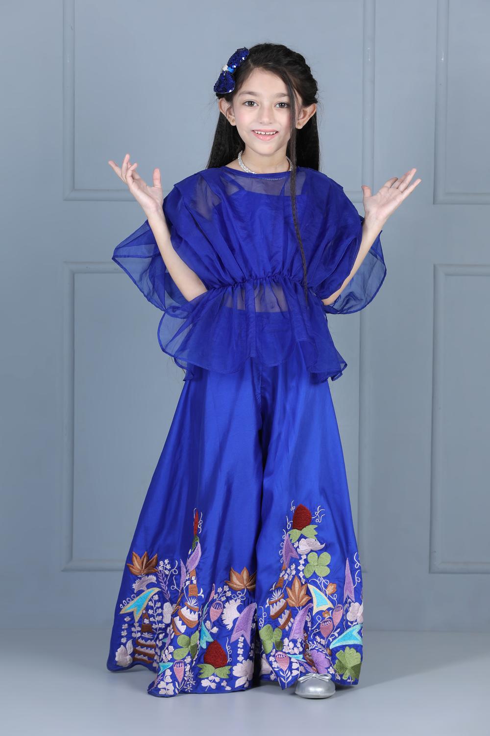Organza Top With Embroidered Plazzo