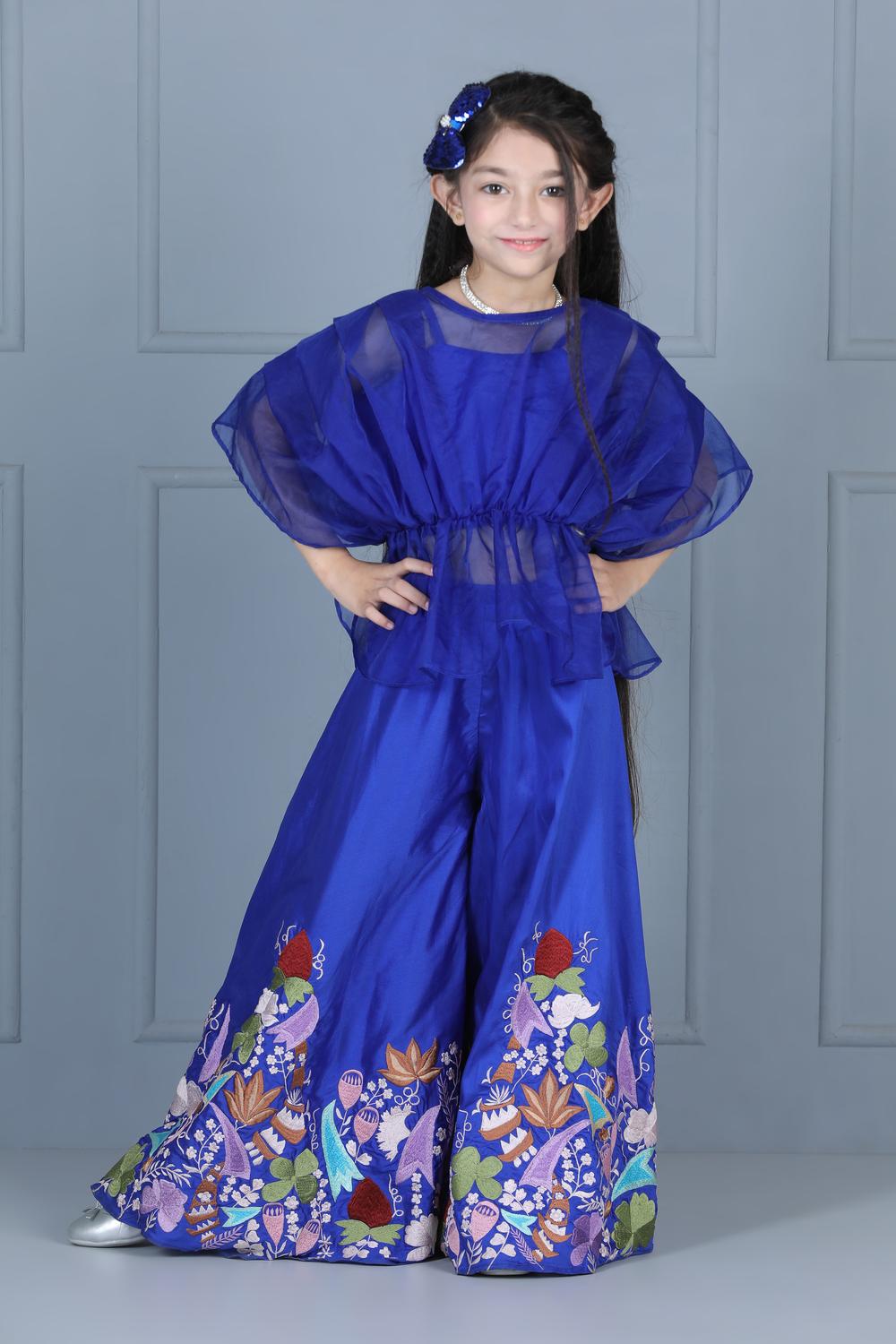 Organza Top With Embroidered Plazzo