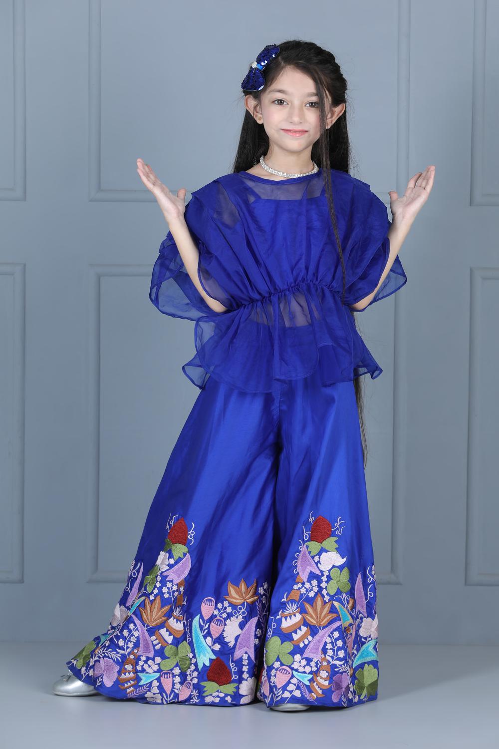 Organza Top With Embroidered Plazzo