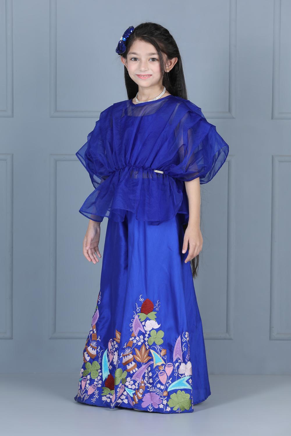 Organza Top With Embroidered Plazzo