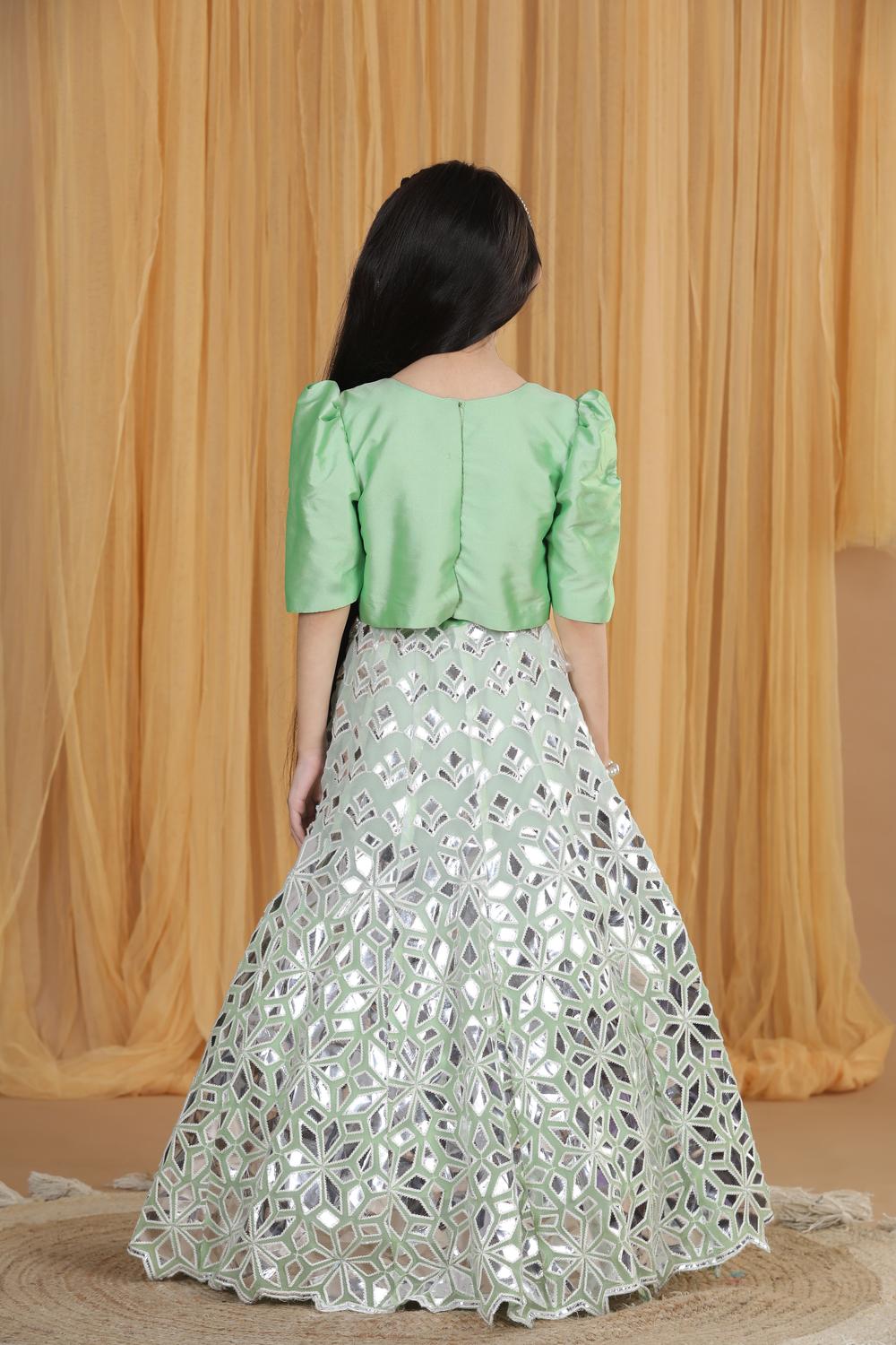 Leather Work Lehenga Set