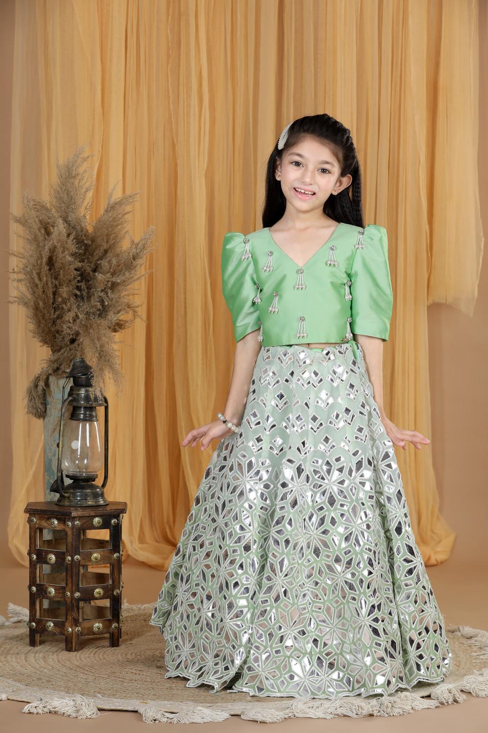 Leather Work Lehenga Set