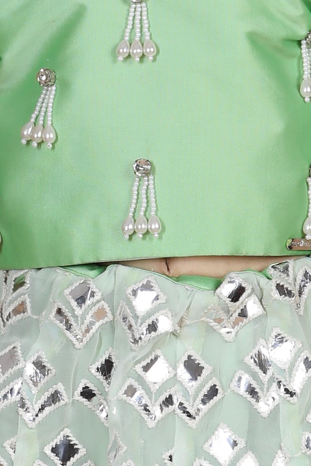 Leather Work Lehenga Set