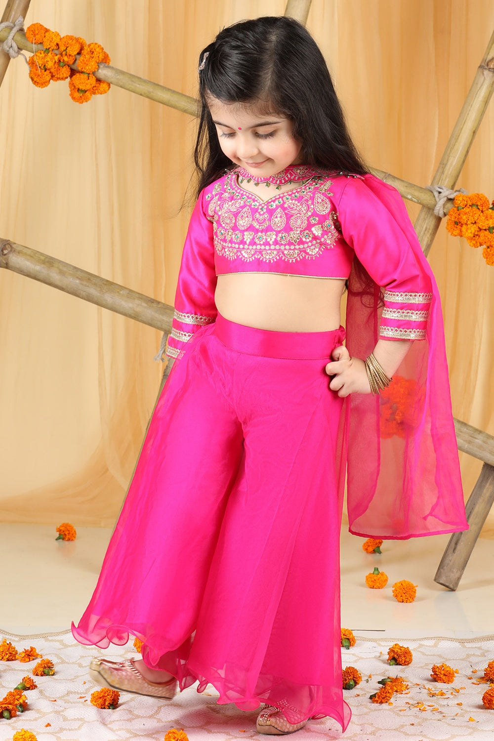 Thread Embroidery Blouse With Plazzo