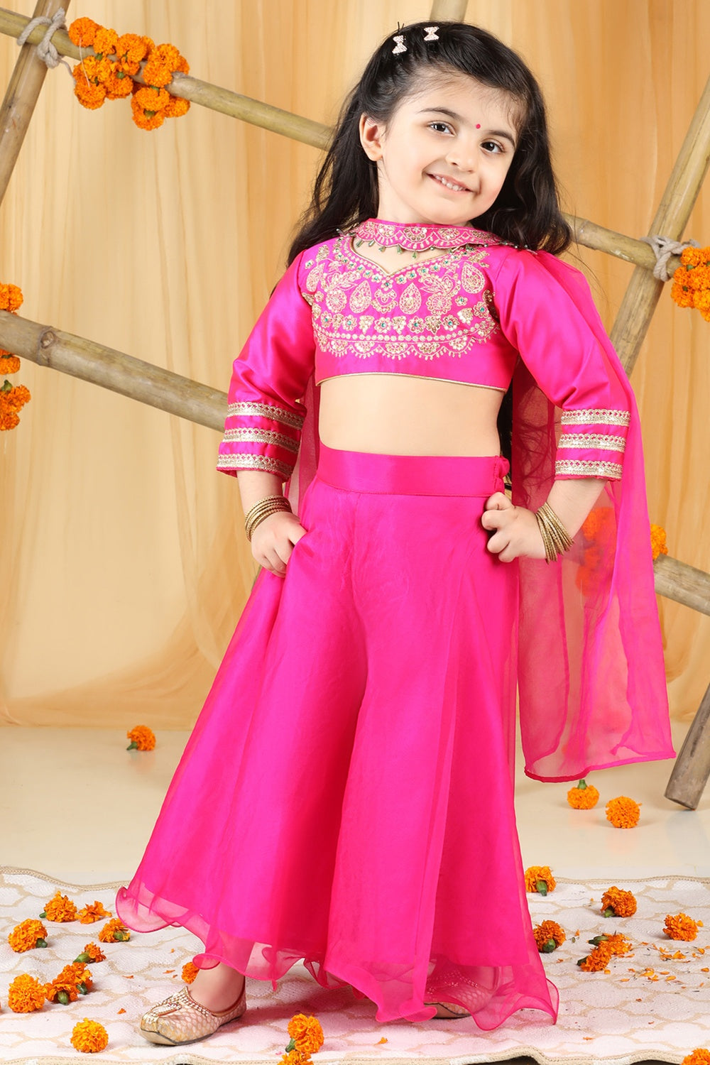 Thread Embroidery Blouse With Plazzo