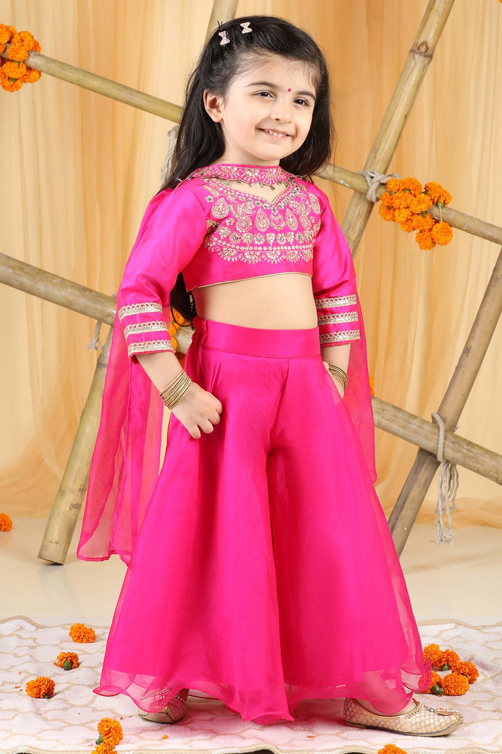 Thread Embroidery Blouse With Plazzo