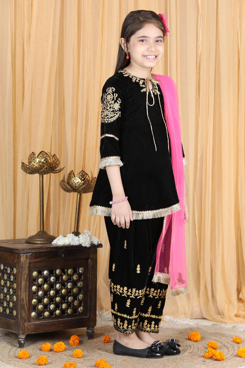 Velvet Suit With Chunni