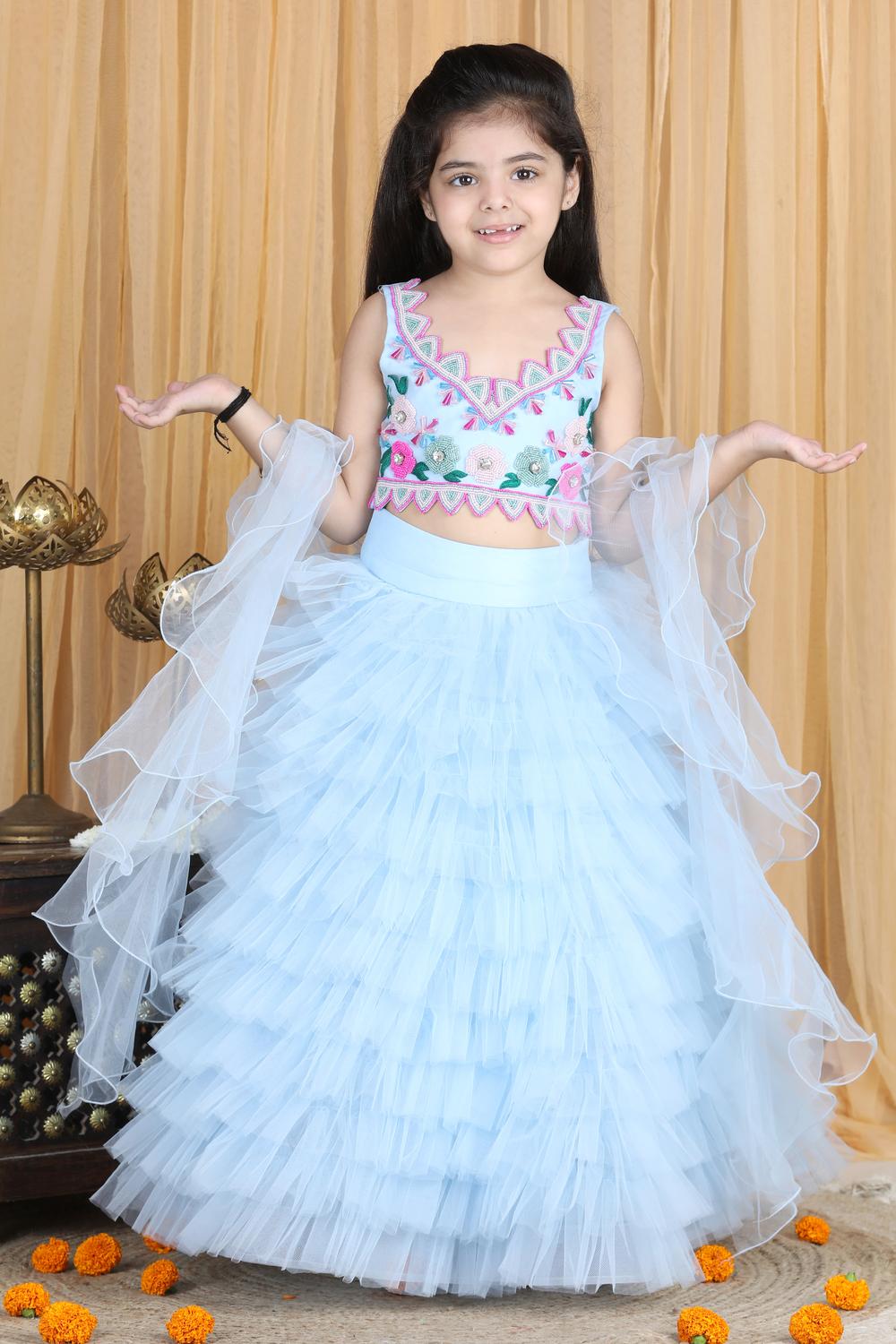 Handwork Blouse And Tulle Lehenga