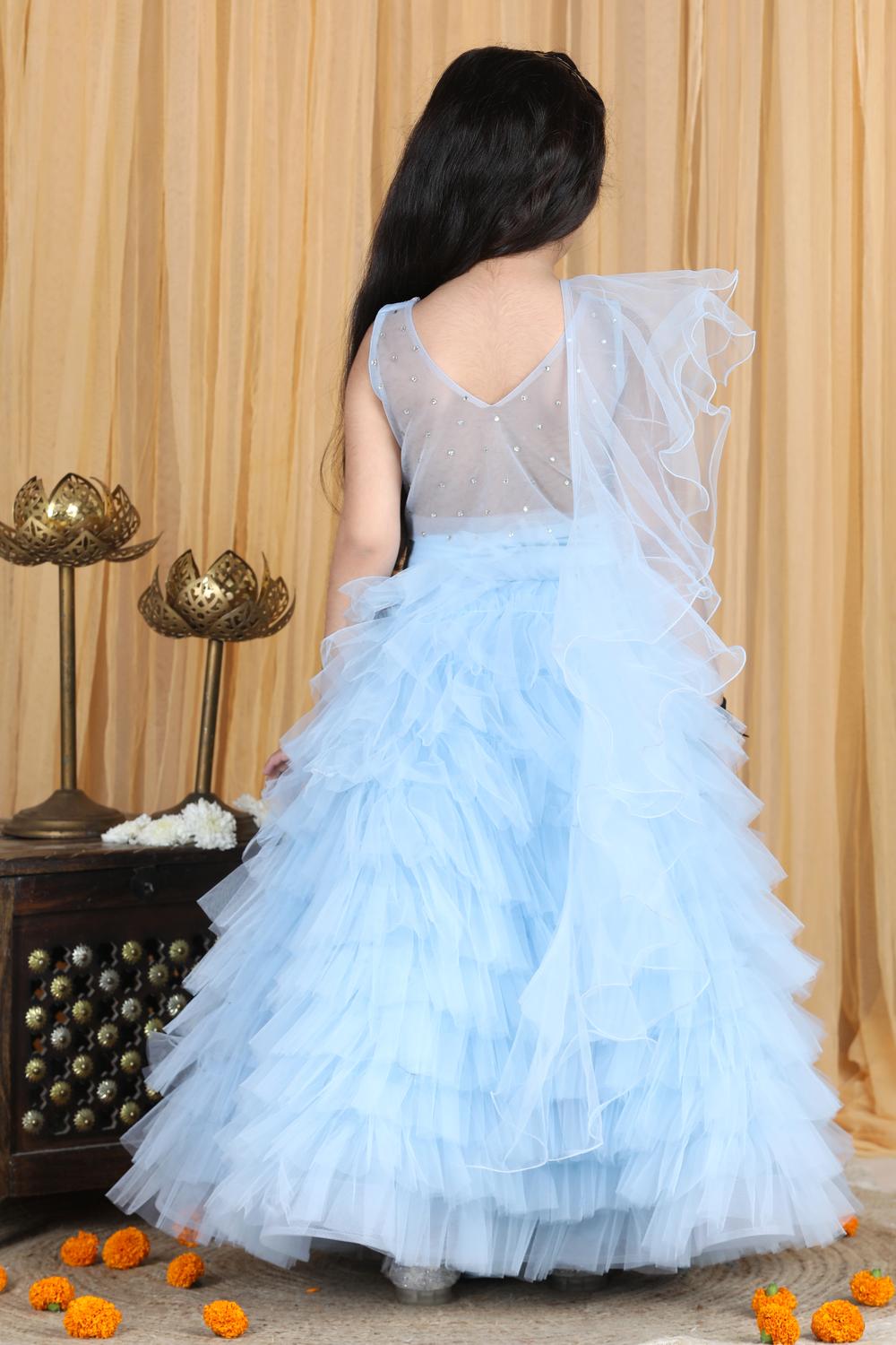 Handwork Blouse And Tulle Lehenga