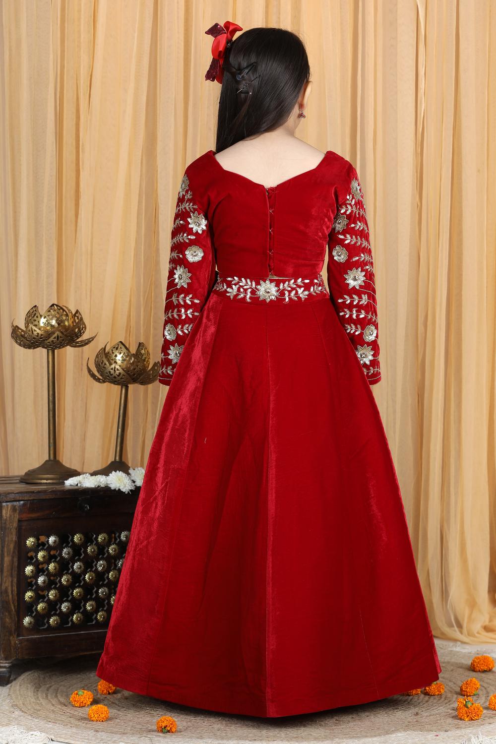Velvet Lehenga With Embroidery