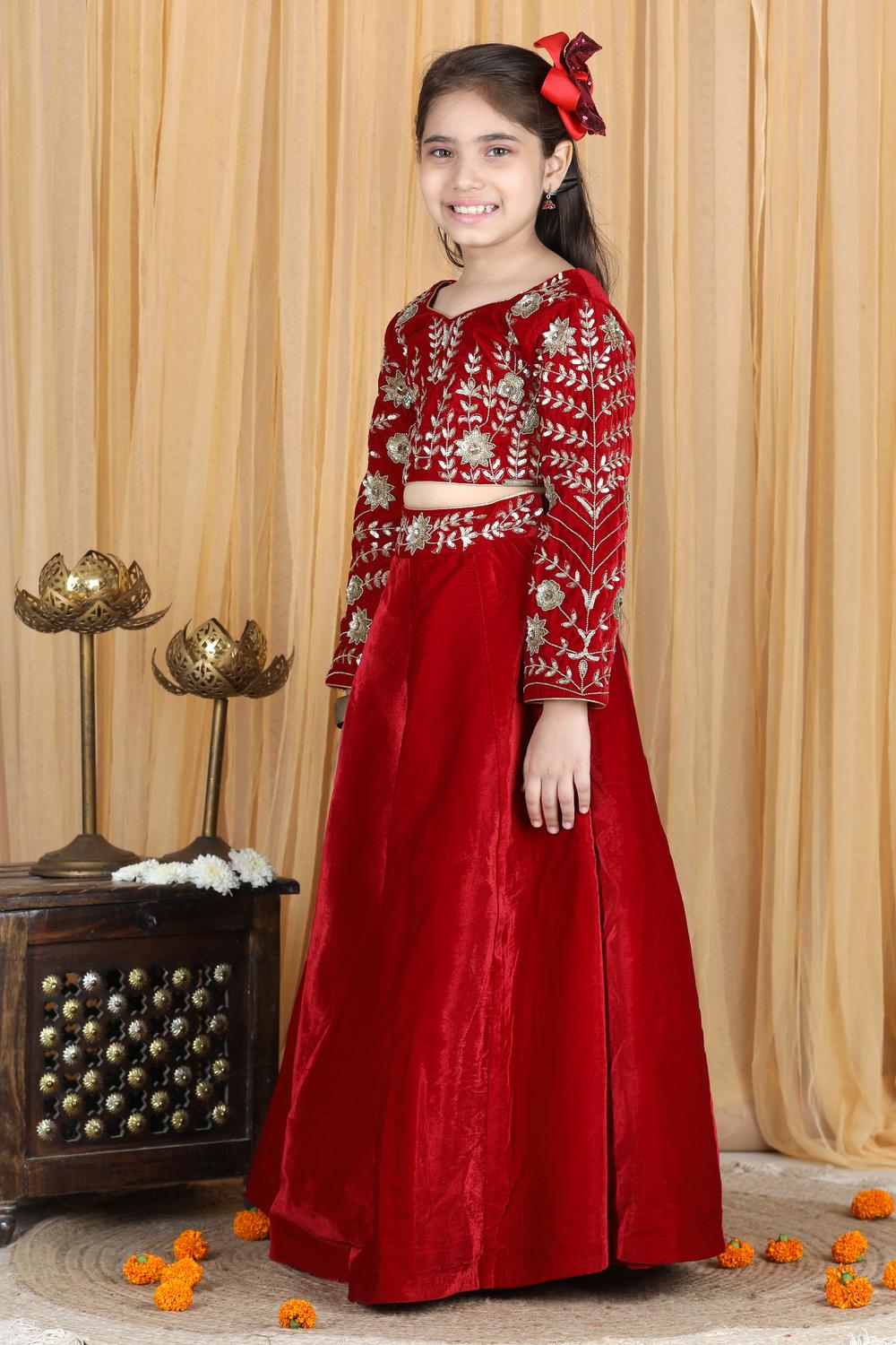 Velvet Lehenga With Embroidery