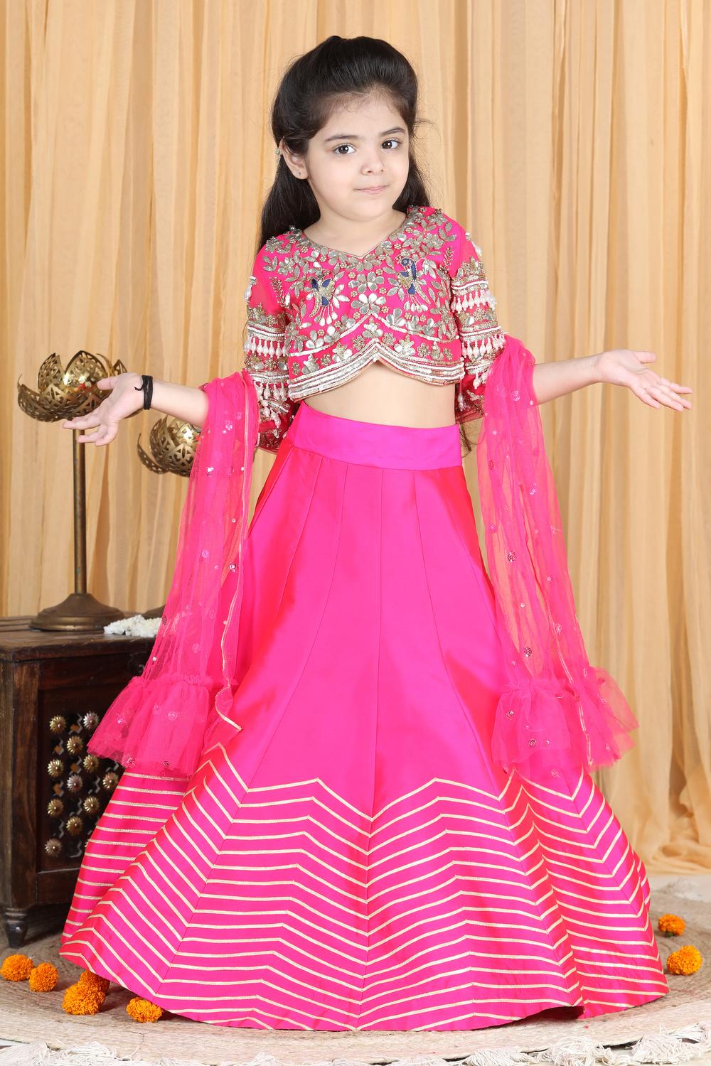Silk Lehenga And Blouse With Gota Embroidery