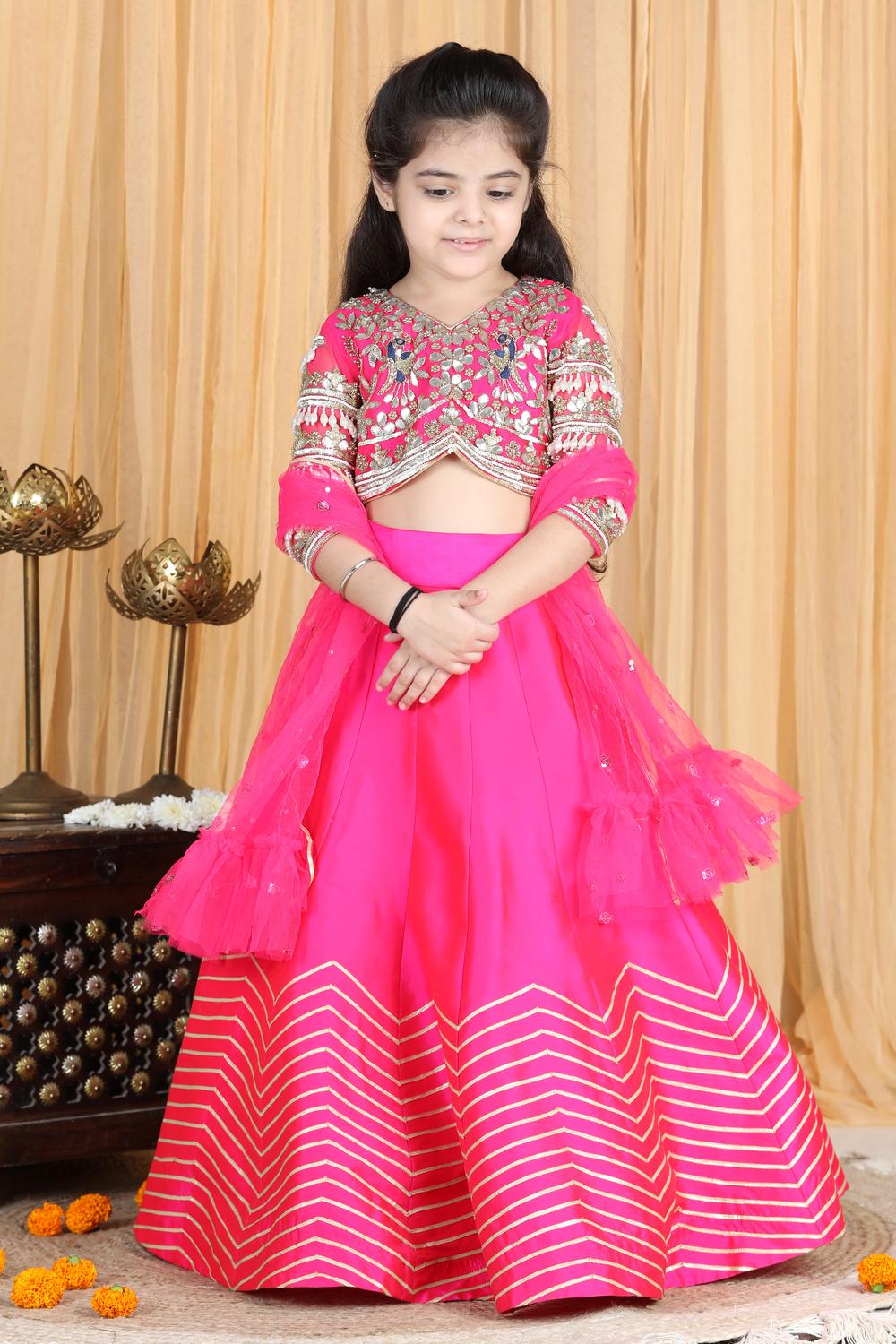 Silk Lehenga And Blouse With Gota Embroidery