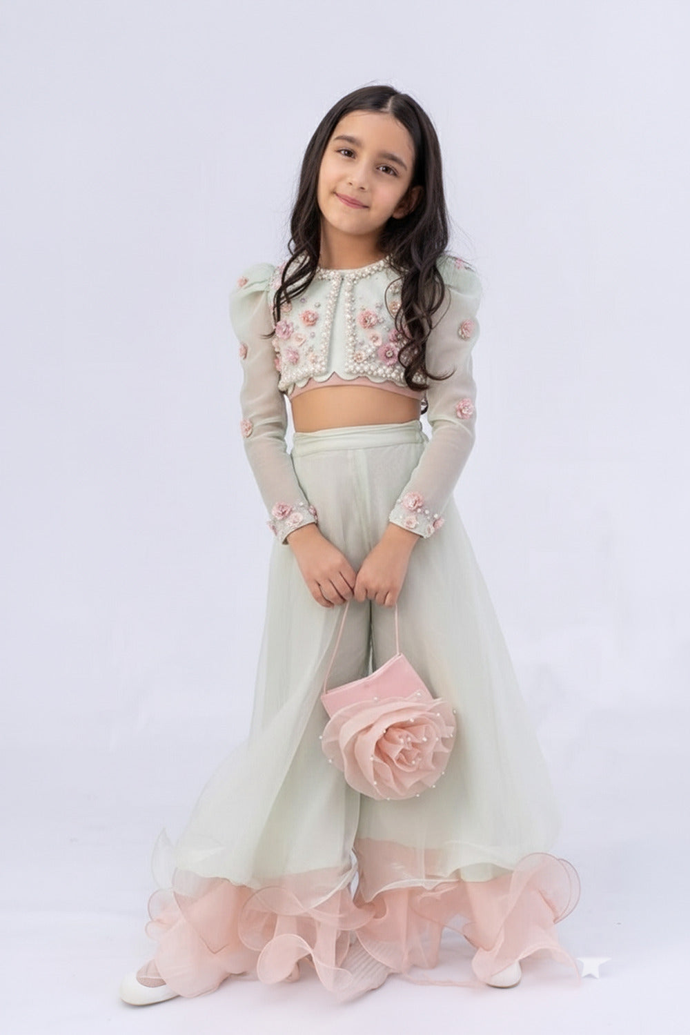 Hand Embroidery Top with Plazzo with Purse